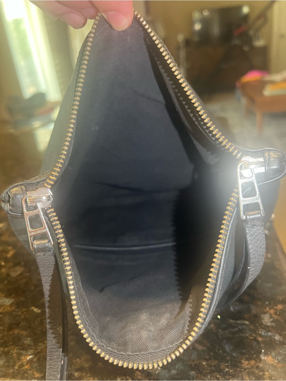 Zadig & Voltaire Black Leather Chain Crossbody with Silver Wing Emblem - Picture 10 of 15